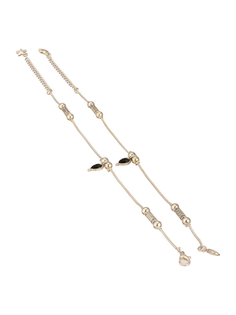 Silver Plated Artificial Stones And Beads Anklet : ANK-JS24-20057