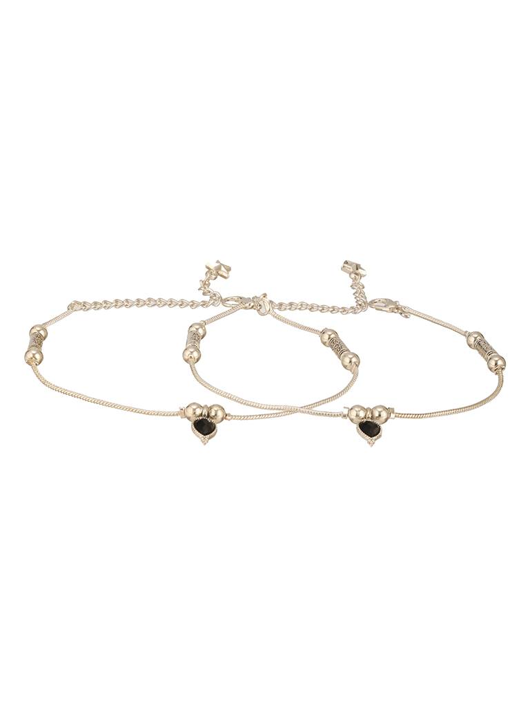 Silver Plated Artificial Stones And Beads Anklet : ANK-JS24-20057