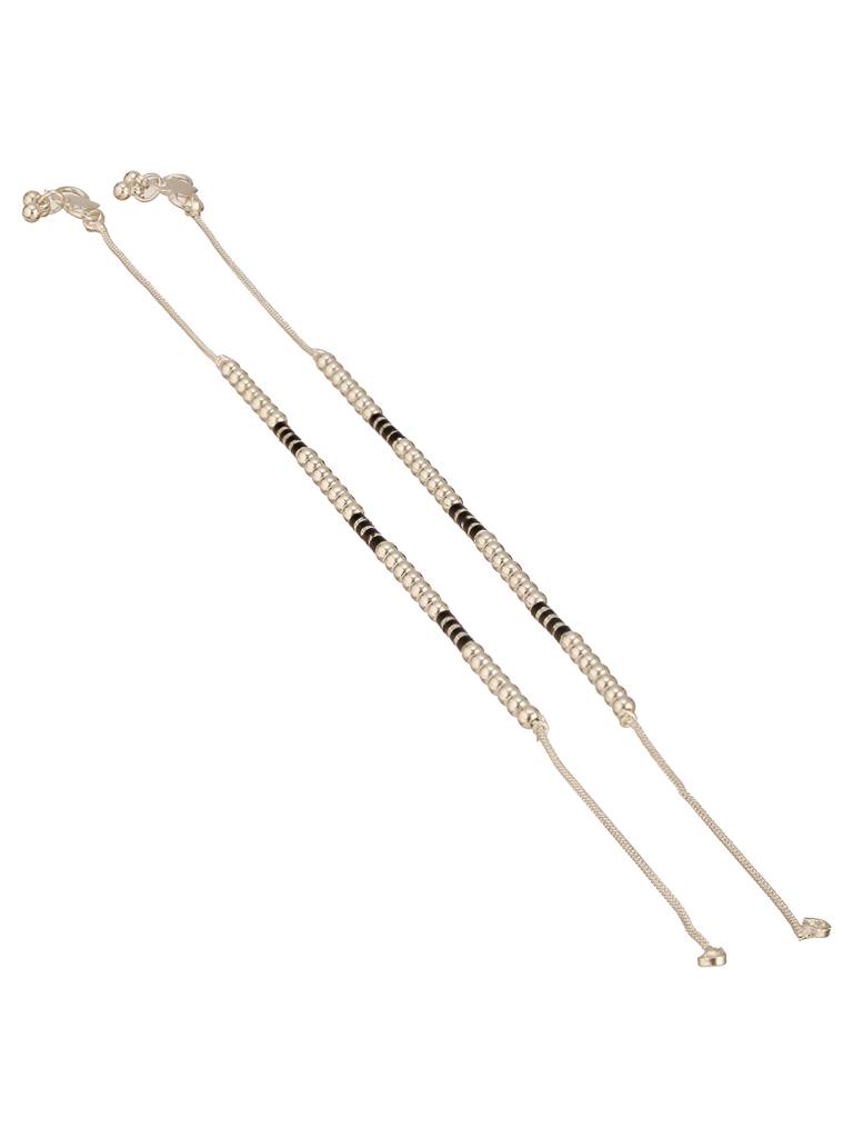 Silver-Plated Artificial Stones And Beads Anklet : ANK-JS24-20058