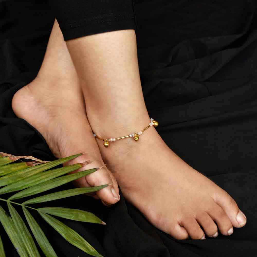 Golden Glass Tube Anklet : ANK006