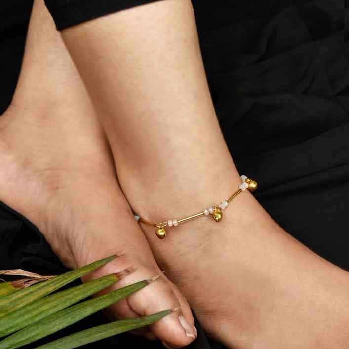 Golden Glass Tube Anklet : ANK006