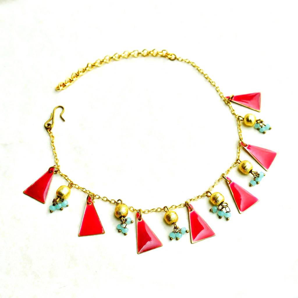 Pink Enamel Joy Charms Anklet : ANK008