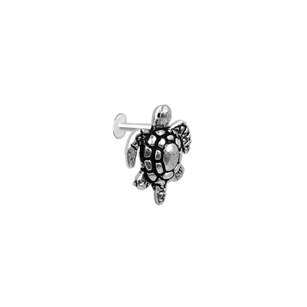 Pure Silver Fortune Tortoise Nose Pin : ANNP478