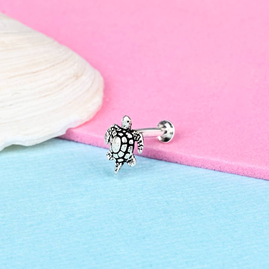 Pure Silver Fortune Tortoise Nose Pin : ANNP478