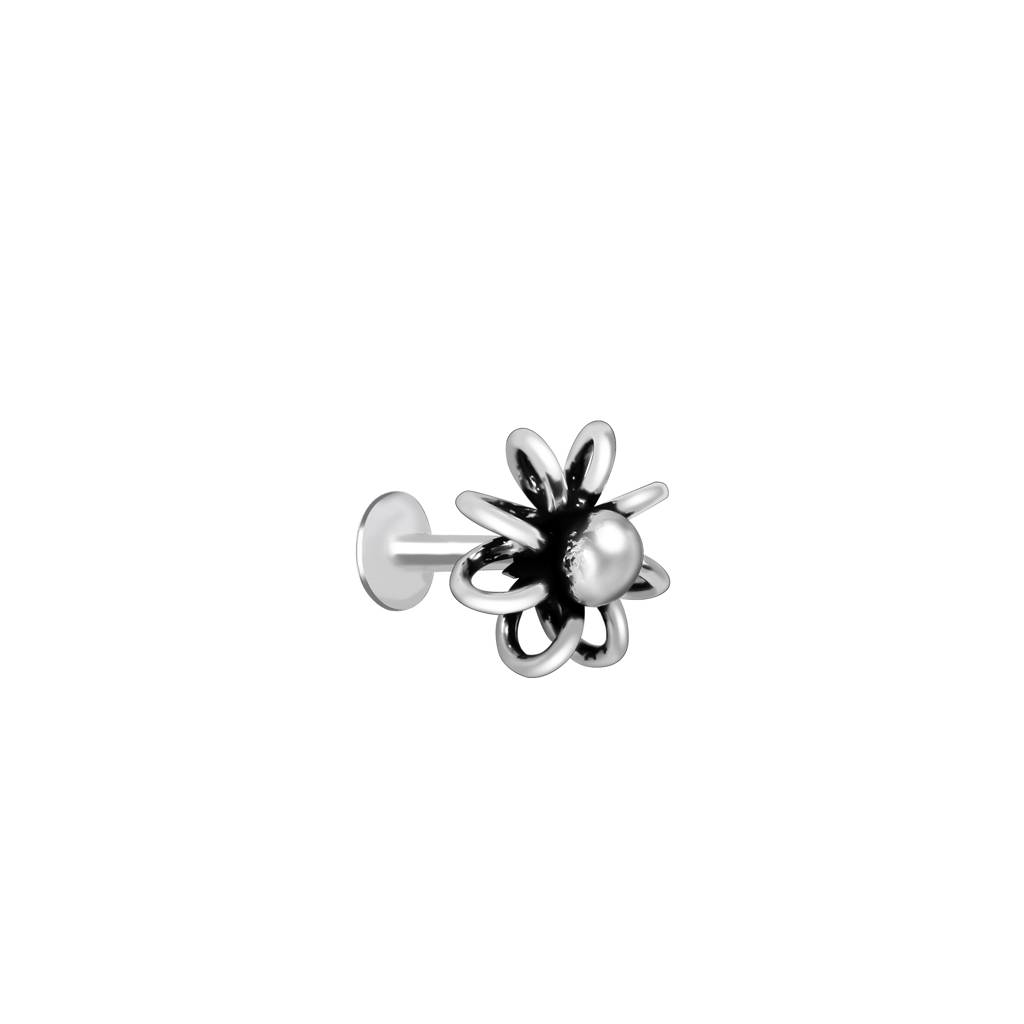 Pure Silver Spiral Blossom Silver Nose Pin : AONP483