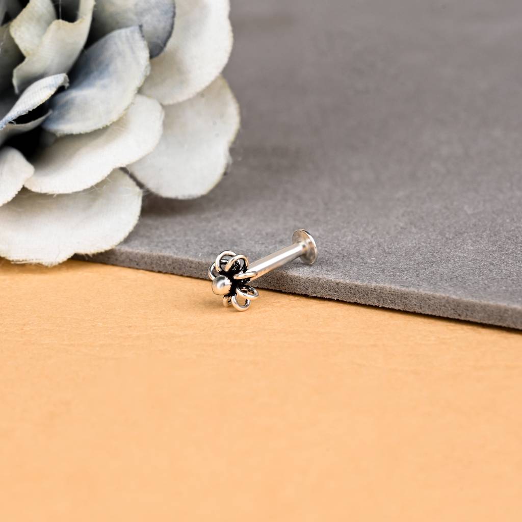 Pure Silver Spiral Blossom Silver Nose Pin : AONP483