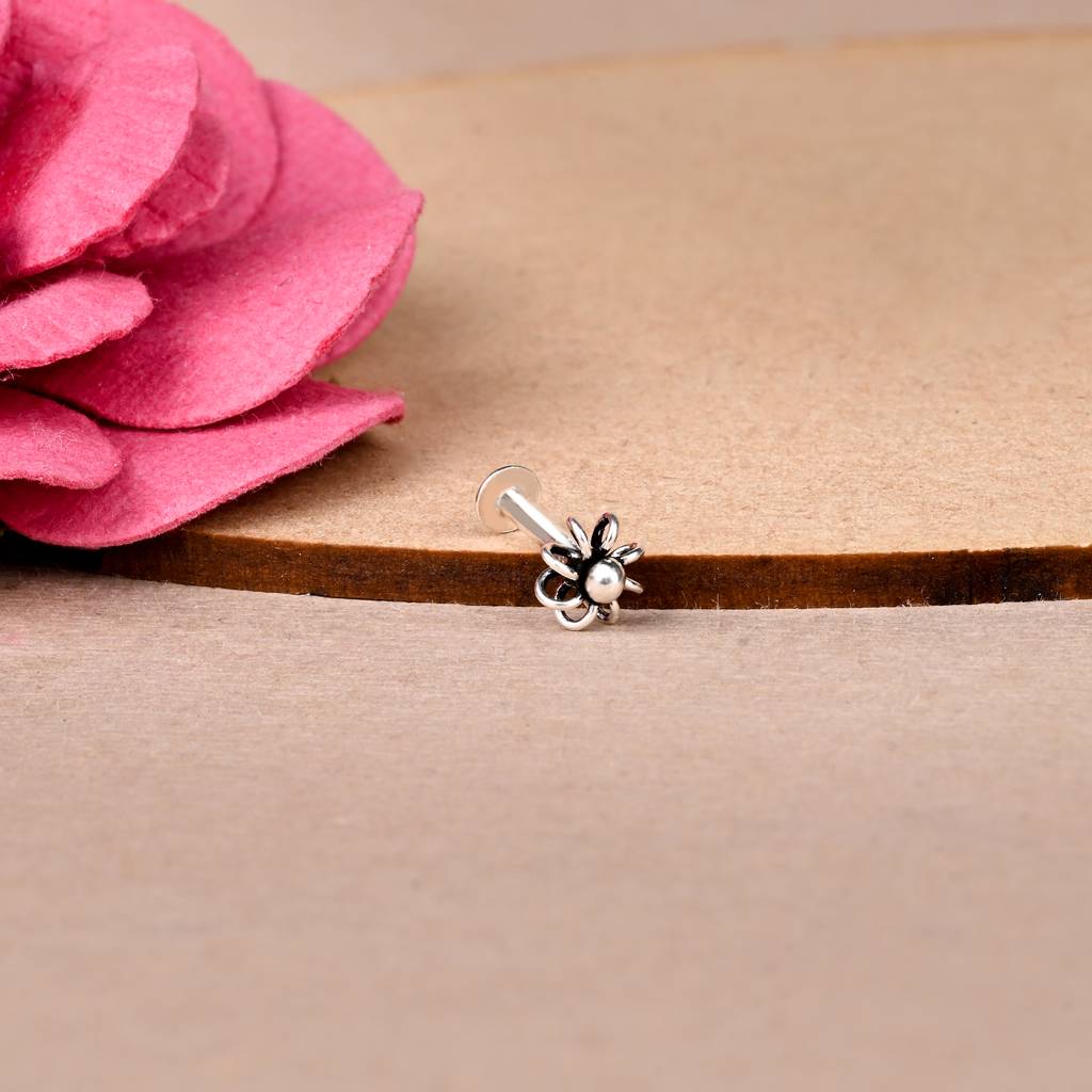 Pure Silver Spiral Blossom Silver Nose Pin : AONP483
