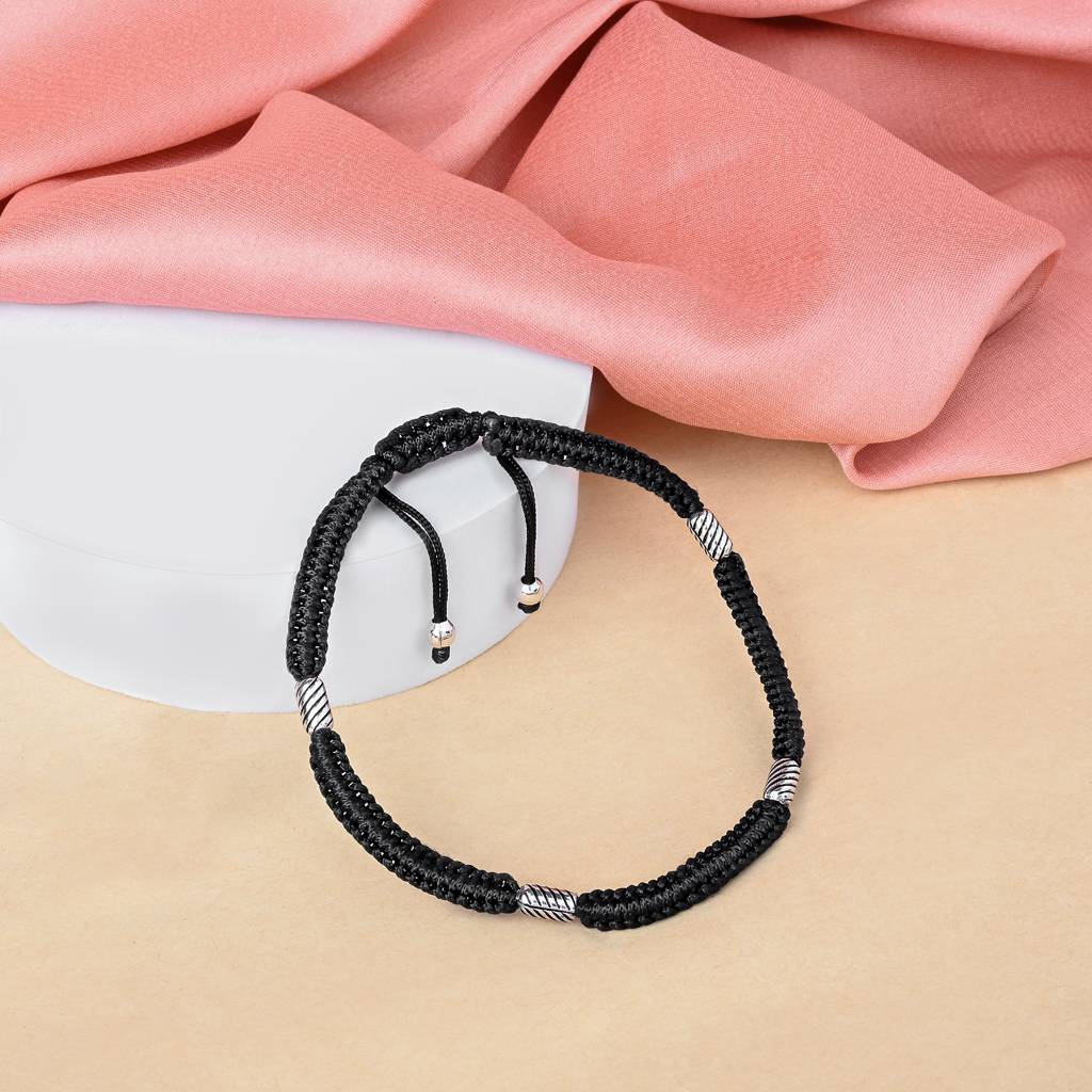 Twisted Lines Silver Thread Anklet : APA5