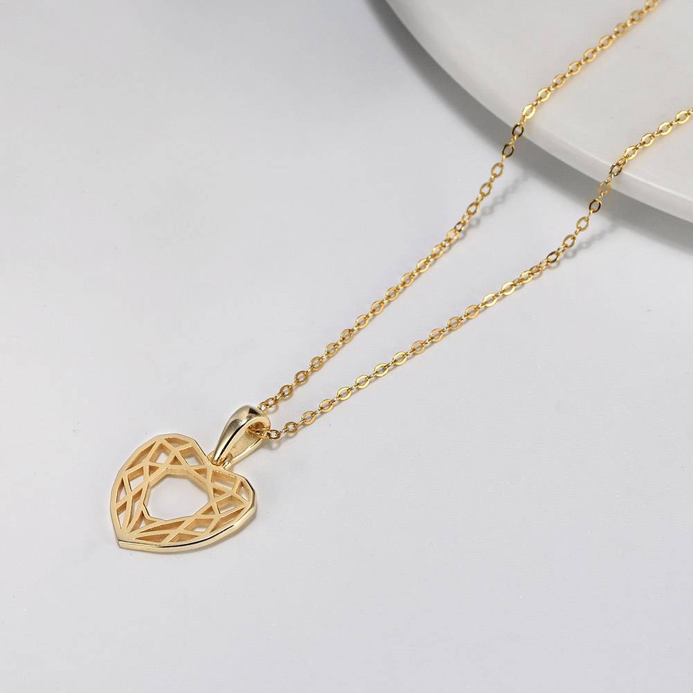 925 Sterling Silver 18K Gold Plated Hallow Heart Pendant Necklace For Women & Girls : BRDGSHN