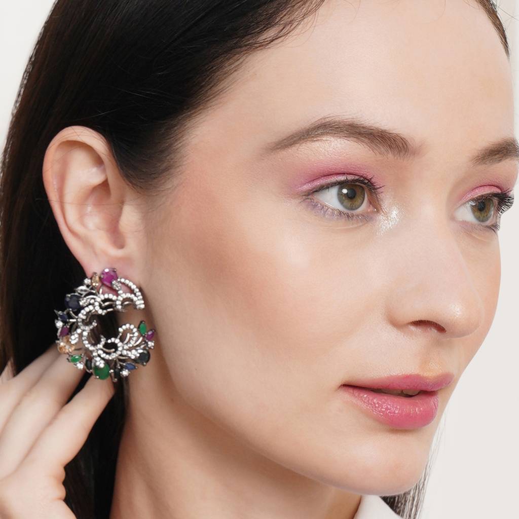 Multi Flower Oversized Stud Earrings : RSA23-17