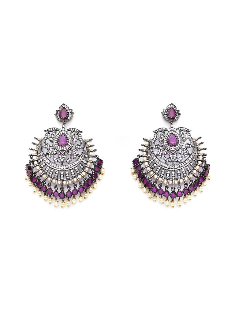 Maroon Silver Plated Earrings : RSA23-1
