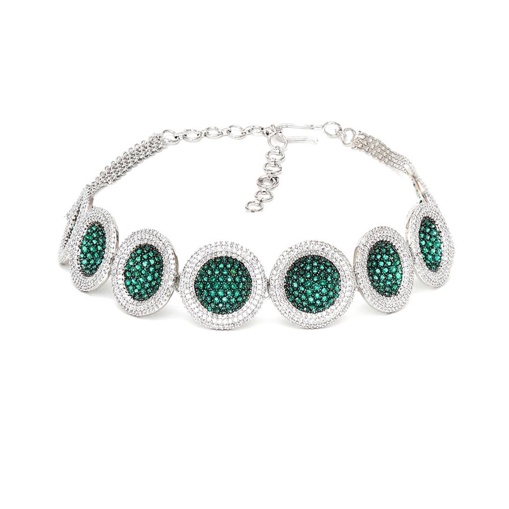 Jade Diamond And Stone Neckpiece With Studs : RSA23-46