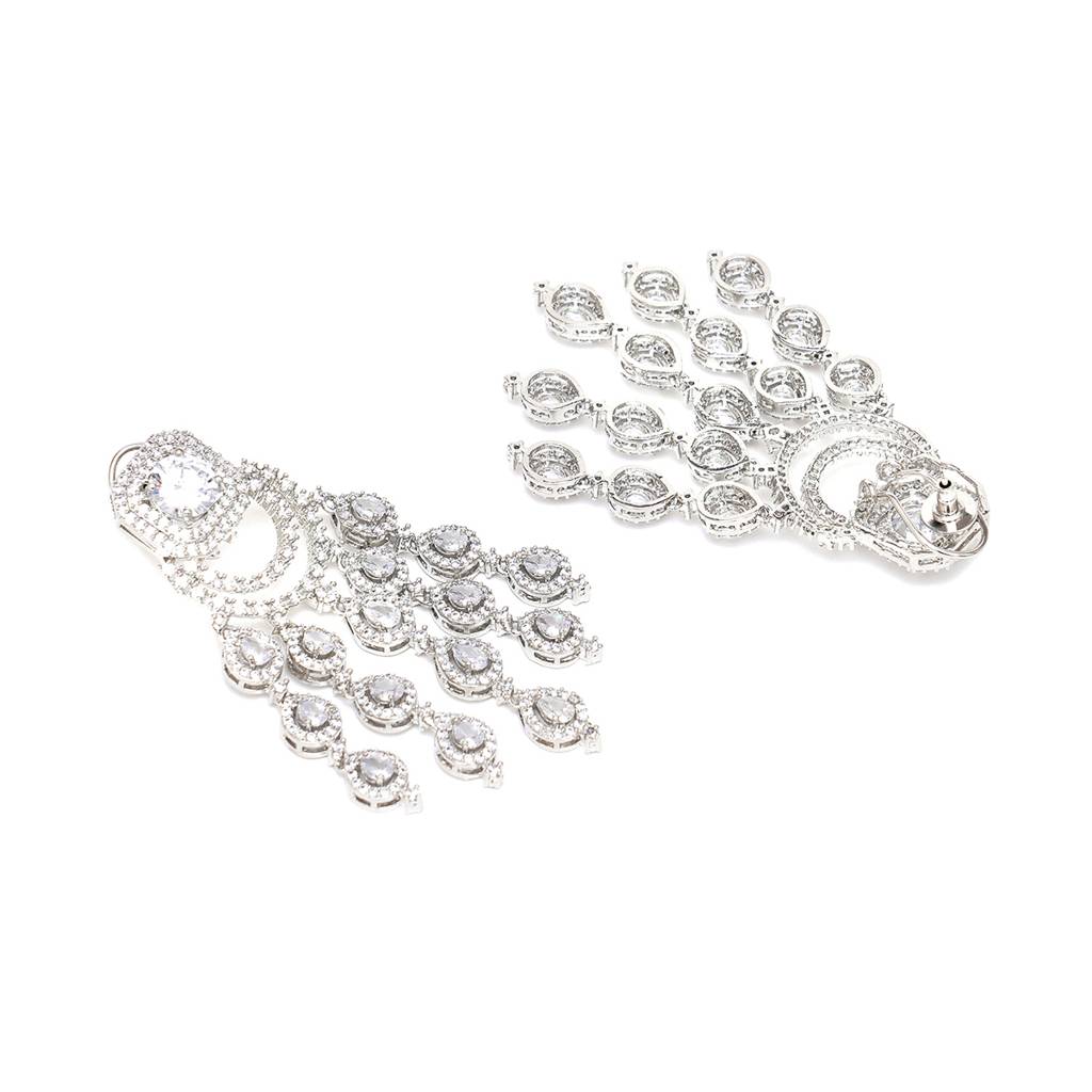 Long Diamond Studded Dangler Earrings : RSA23-4