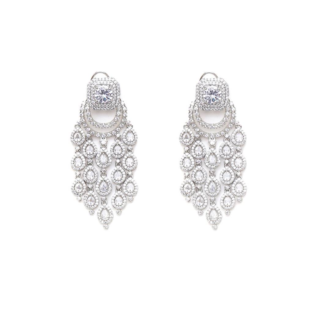 Long Diamond Studded Dangler Earrings : RSA23-4