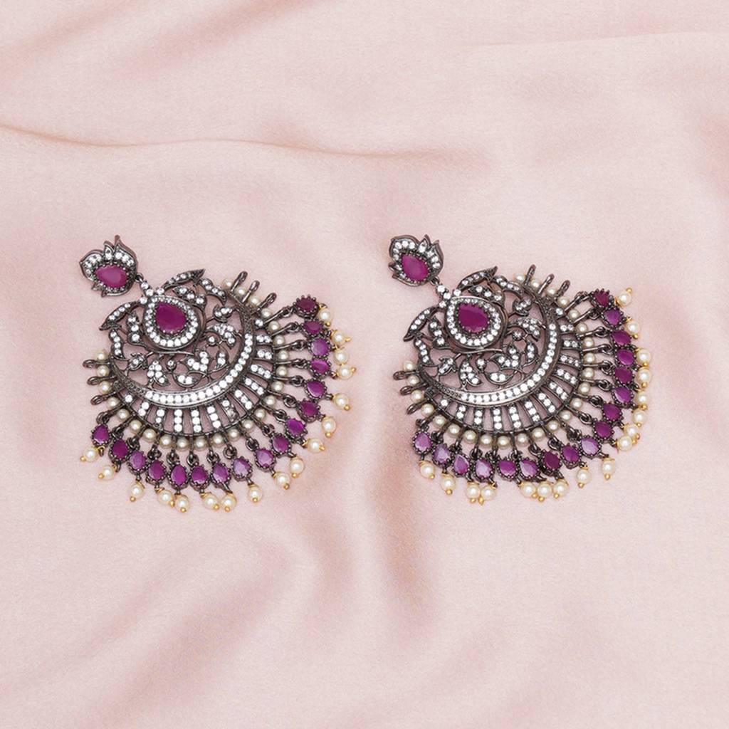 Maroon Silver Plated Earrings : RSA23-1