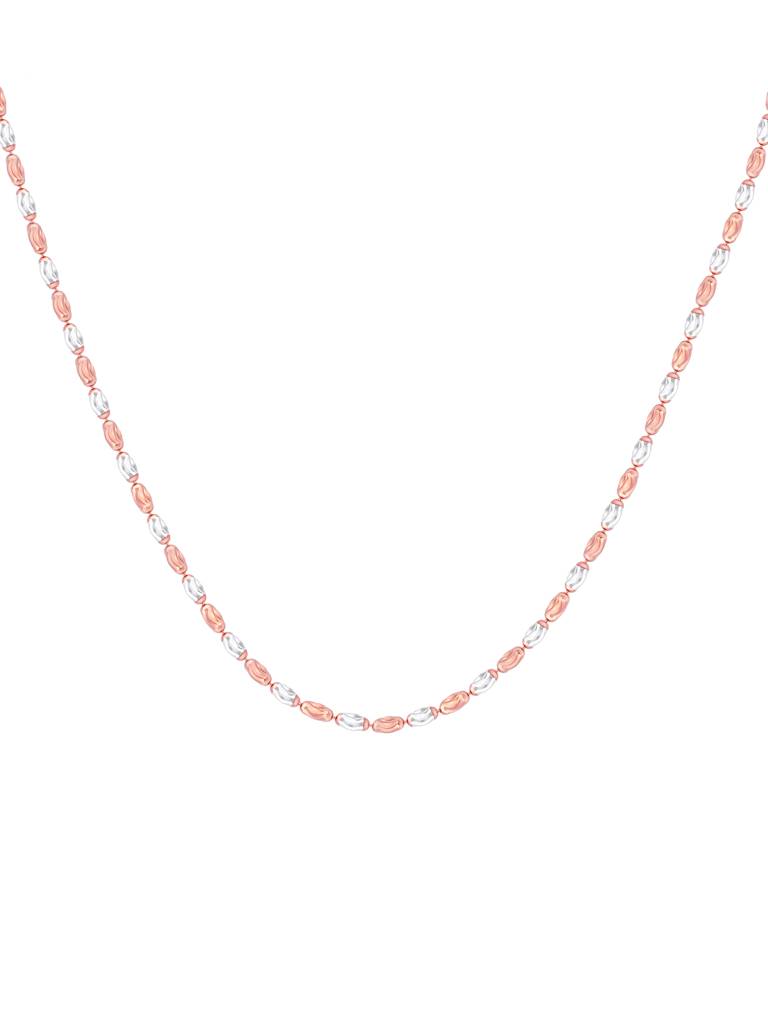 Dual-Tone Wave Beaded Silver Chain : AQLC366