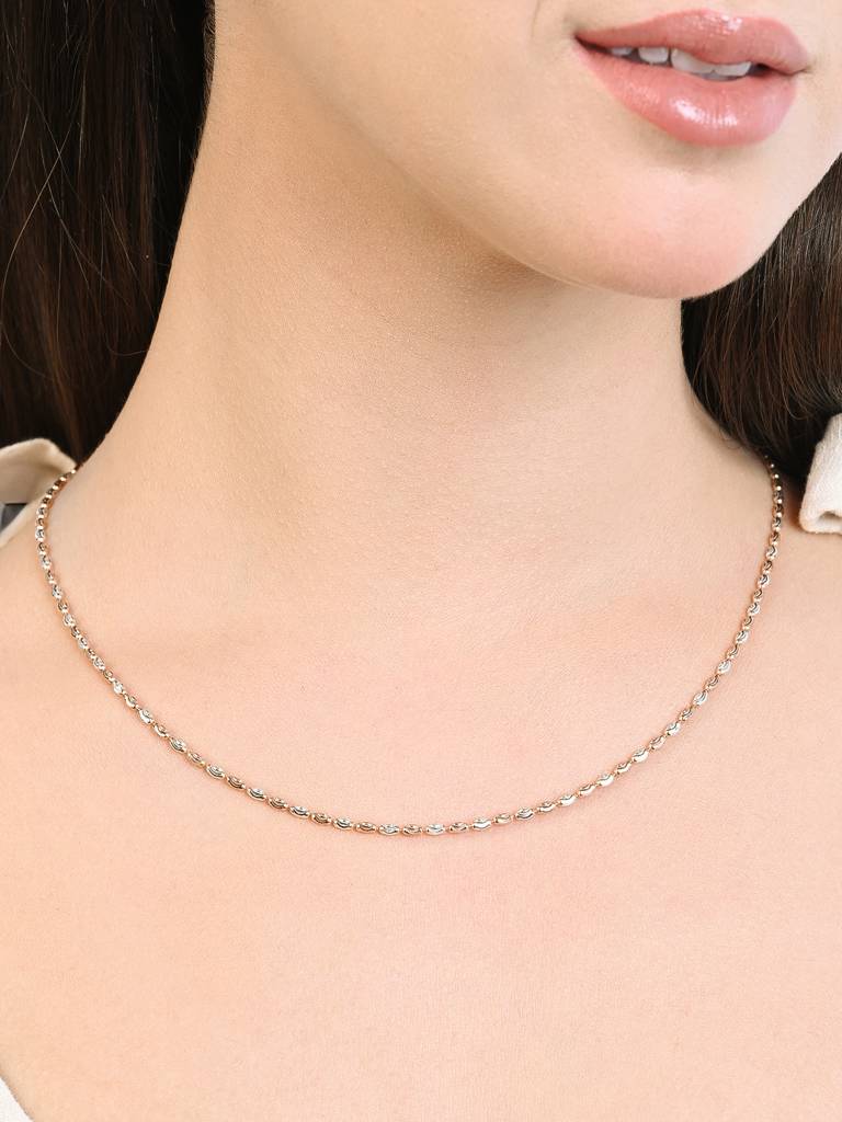 Dual-Tone Wave Beaded Silver Chain : AQLC366