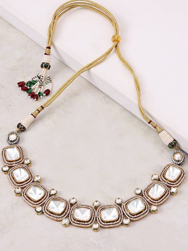 Gold Tone Polki Necklace : ARJBR23N23