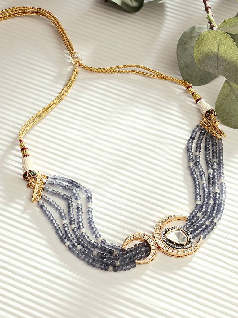 Beaded Blue Antique Necklace : ARJBR23N31