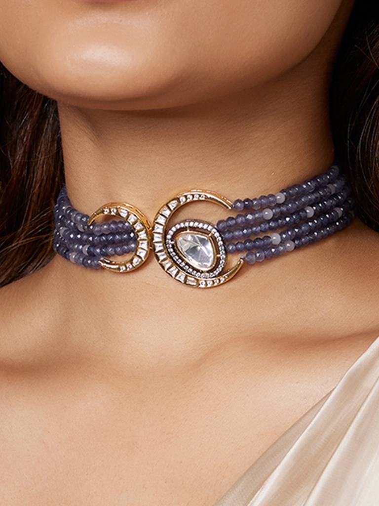 Beaded Blue Antique Necklace : ARJBR23N31