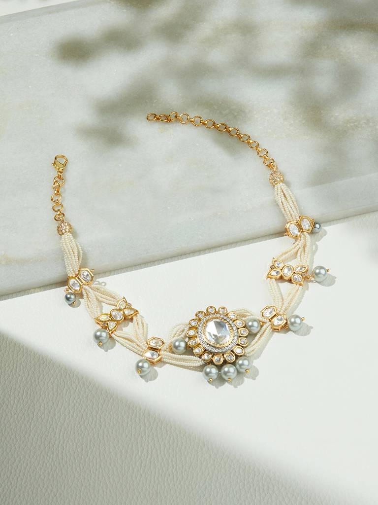 Classic Pearl Polki Necklace : ARJBR23N94