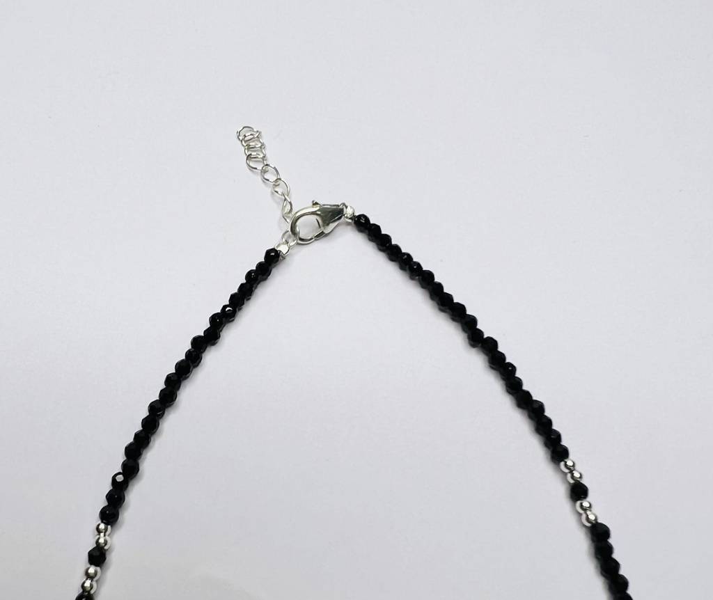 925 Sterling Silver Black Beads Tortoise Charm Anklet : ARSA53