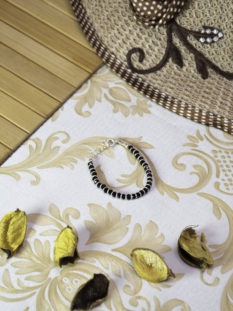 Kids 925 Sterling Silver Black Beads Bracelet : ARSBR13