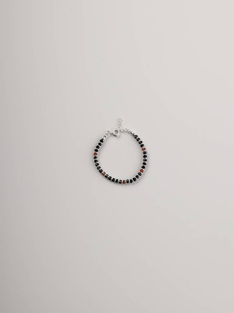 925 Sterling Silver Black Beads Bracelet For Kids : ARSBR21