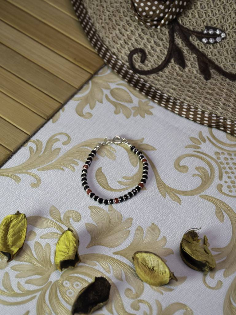 925 Sterling Silver Black Beads Bracelet For Kids : ARSBR21