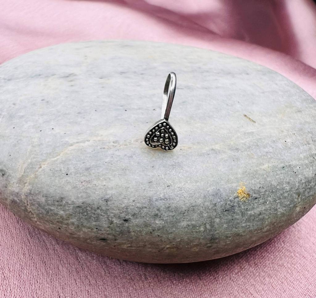 Silver Heart Shape Clip On Nosepin : ARSNP147