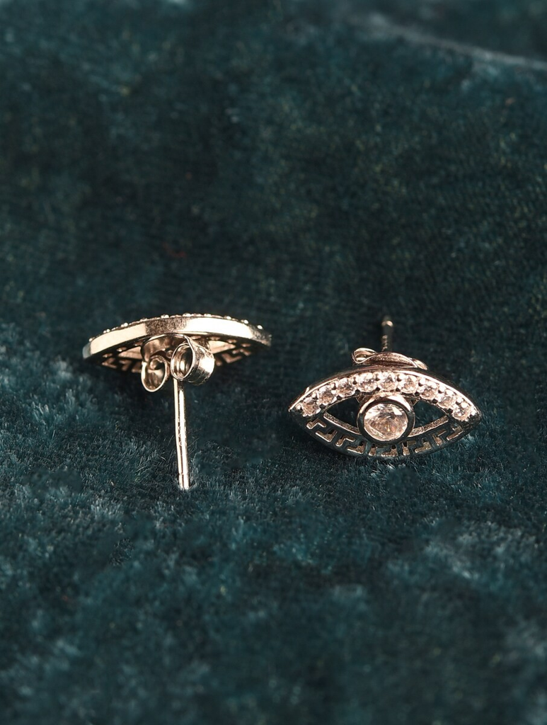 925 Sterling Silver Cz Stone Evil Eye Stud Earrings : ARSSE678