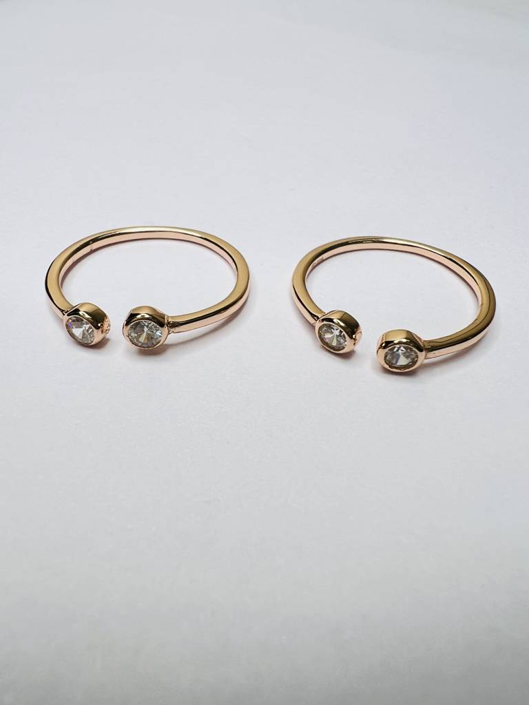 925 Sterling Silver Rose Gold Toe Rings With Clear Stones : ARST283