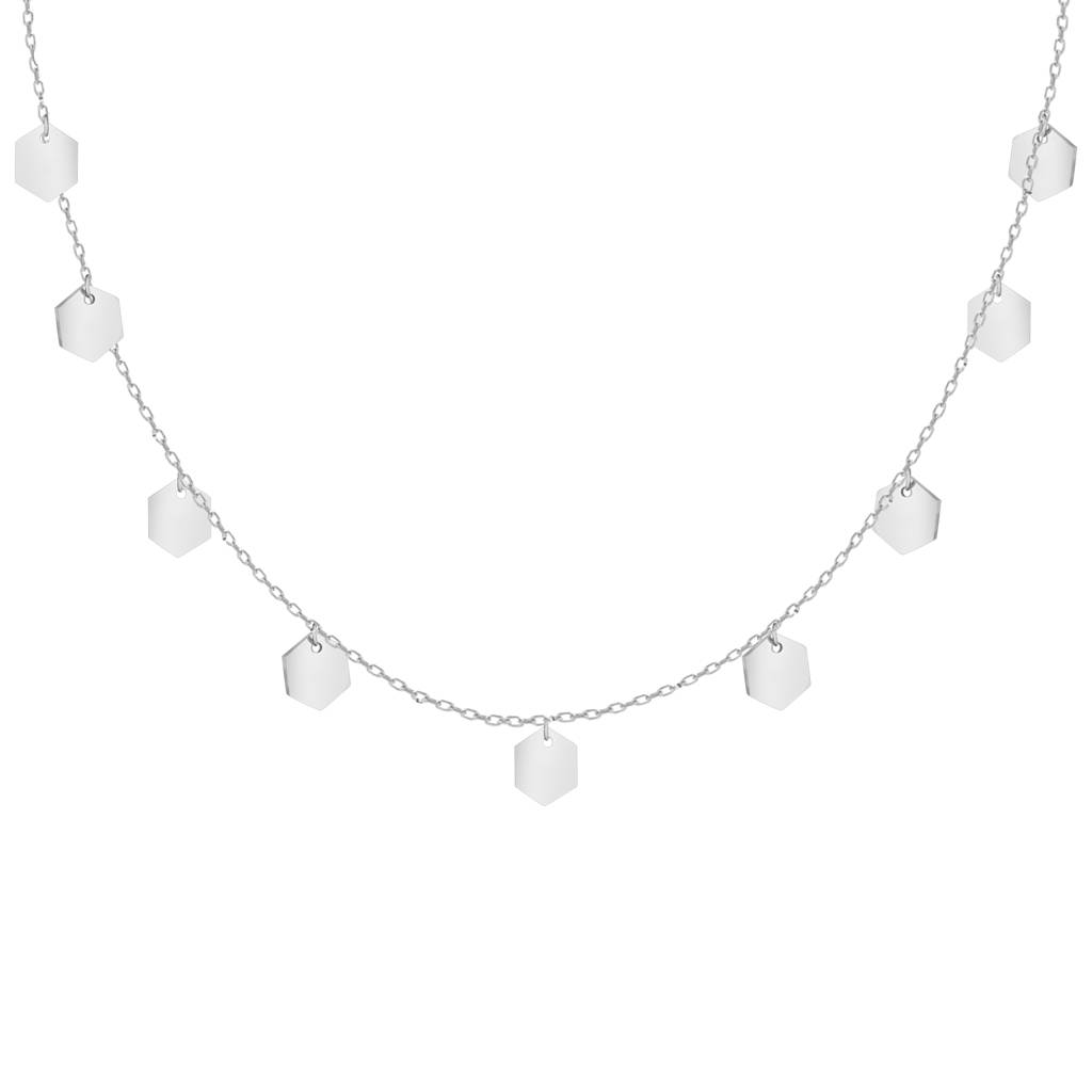 Hexagon Charm Necklace In Silver Color : ASNC201