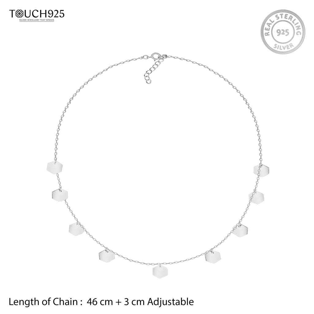 Hexagon Charm Necklace In Silver Color : ASNC201