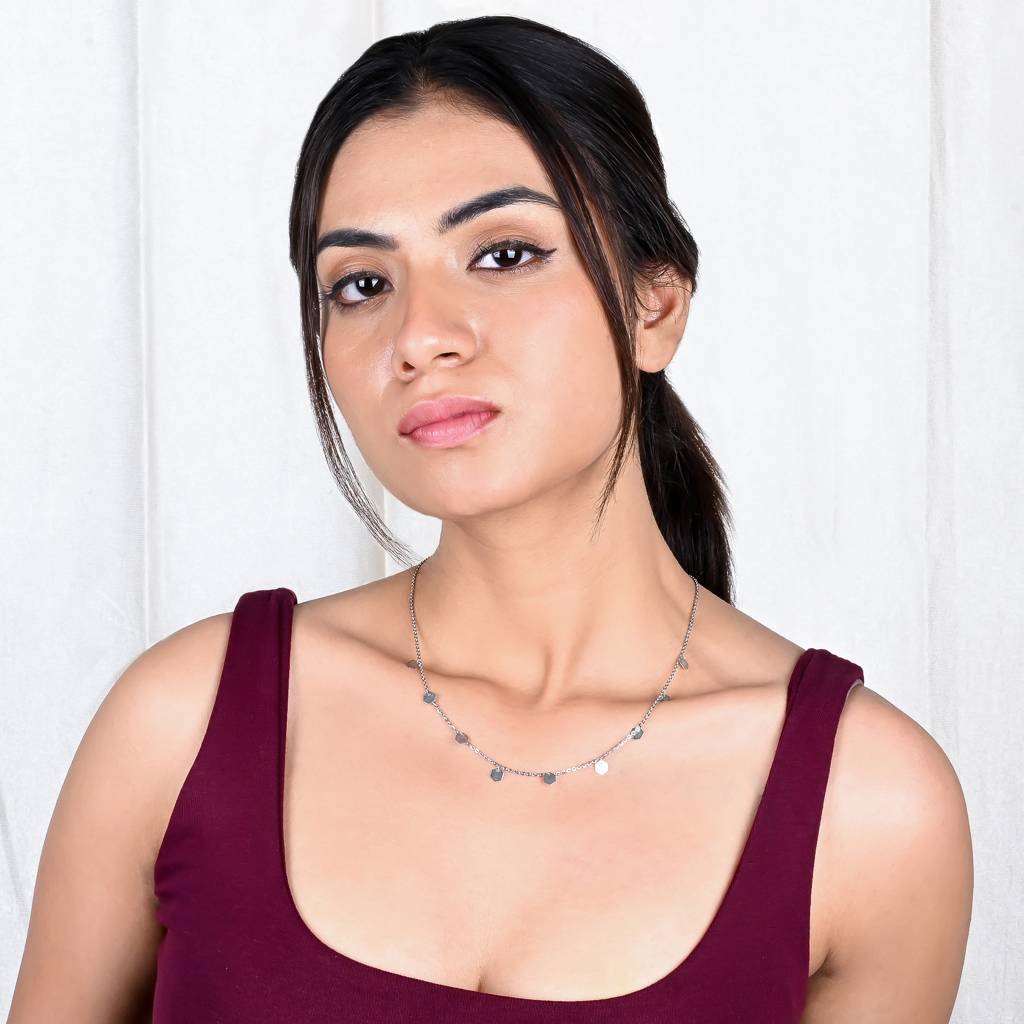 Hexagon Charm Necklace In Silver Color : ASNC201