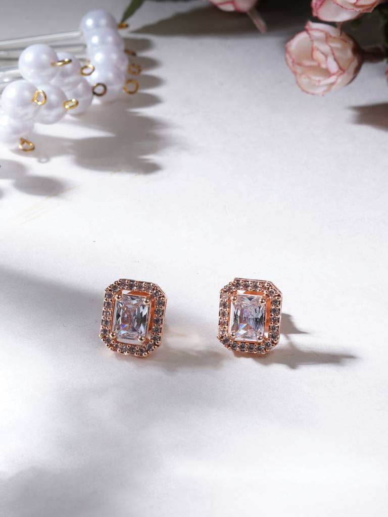 Rose Gold Stone Studs : RRAUG23-53
