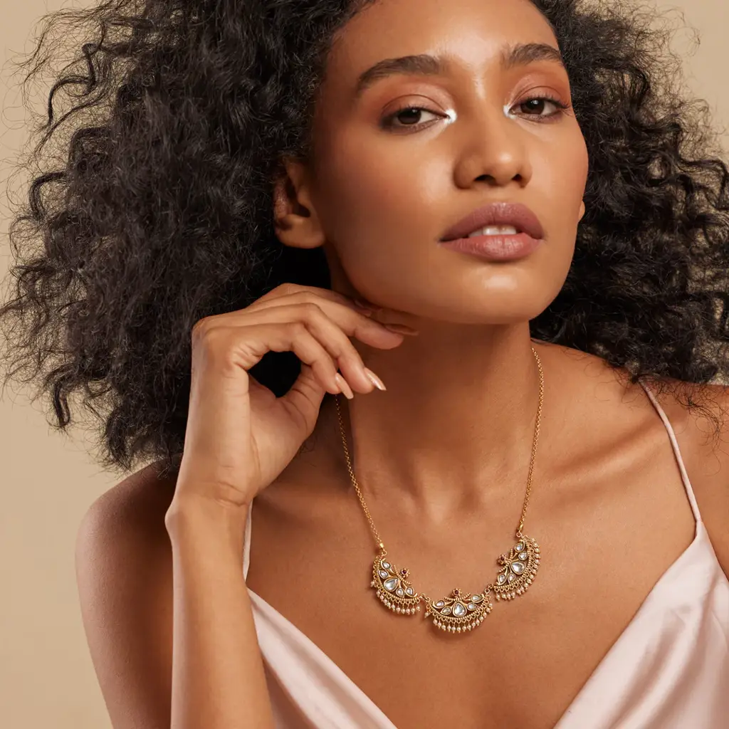 Gulmohar Crescent Necklace By Tribe Amrapali : 1073