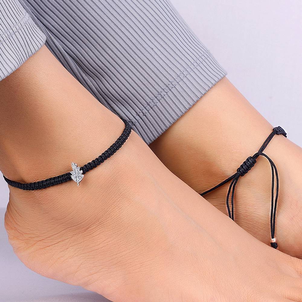 Silver Oxidised Silver Patti Thread Ankletare Are Single : AVA0014