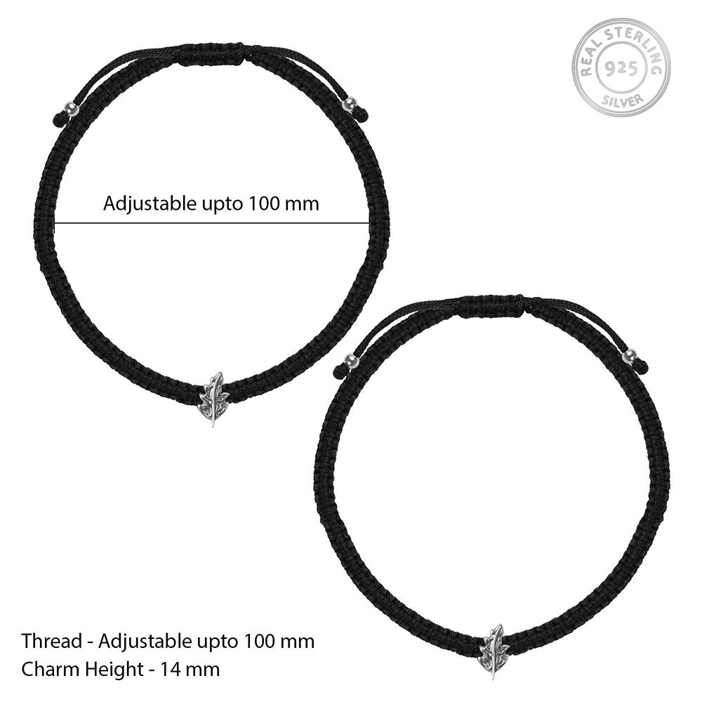 Silver Oxidised Silver Patti Thread Ankletare Are Single : AVA0014