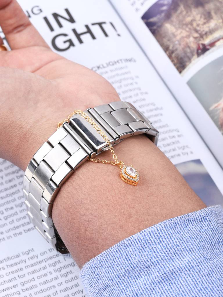 Pear Shape Solitaire Cz Watch Charm : AVAC10011