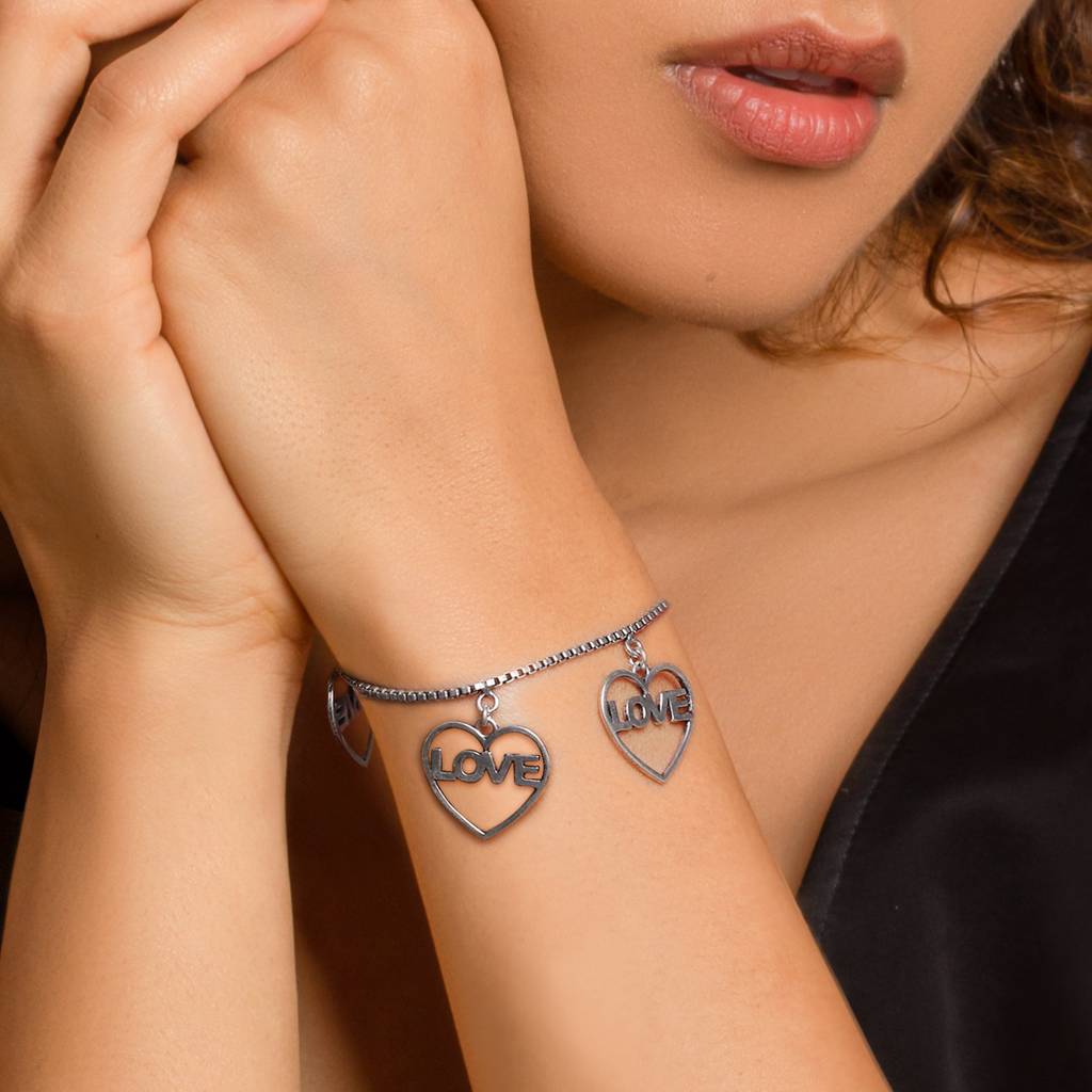 Oxidised Silver Love Bracelet : AVBR013