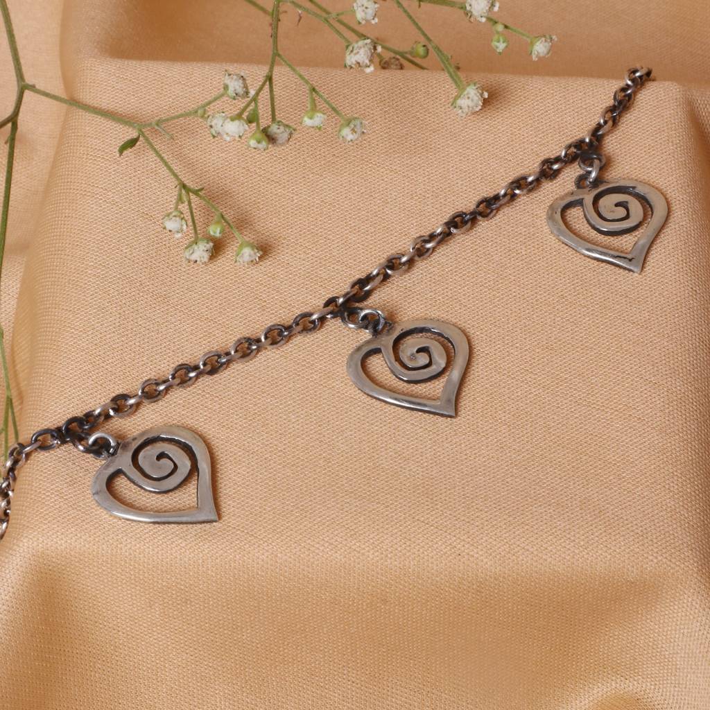 Oxidised Spiral Heart Bracelet : AVBR017