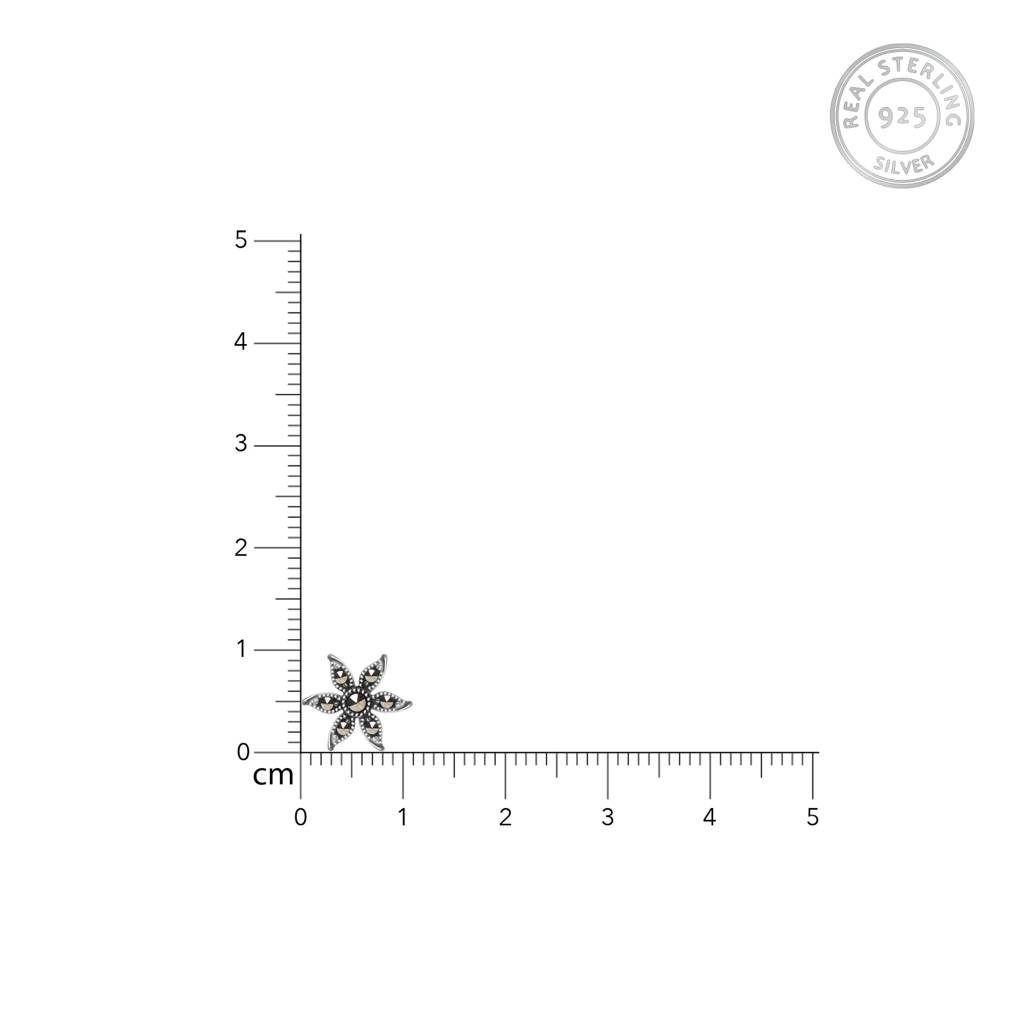 Oxidised Silver Flower Studs : AVER058