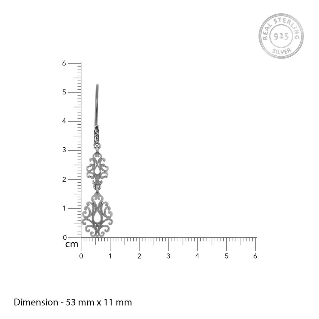 Oxidised Silver Filigree Danglers : AVER089