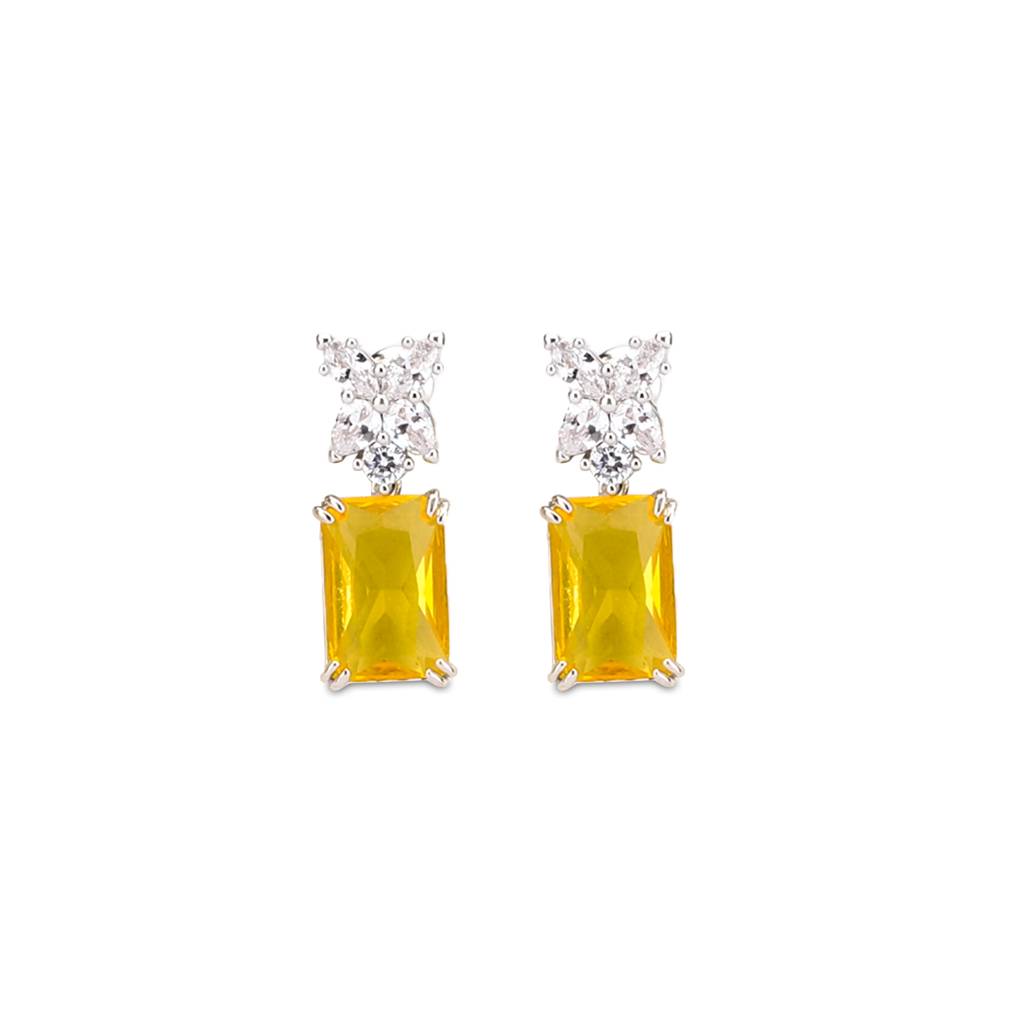 Yellow Stone Cz Drop Earrings : AVER10066