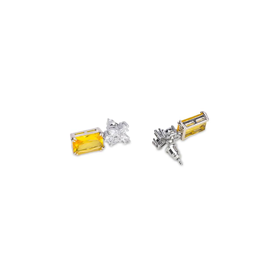 Yellow Stone Cz Drop Earrings : AVER10066