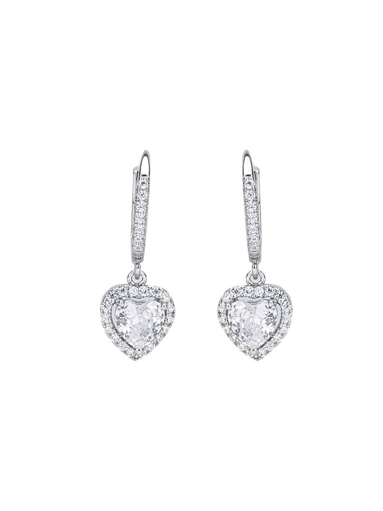 CZ One Drop Huggie Earrings - White