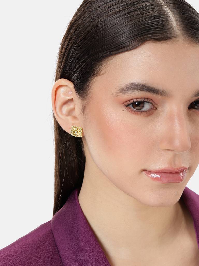 Delicate Net Cz Stud Earrings : AVER10107