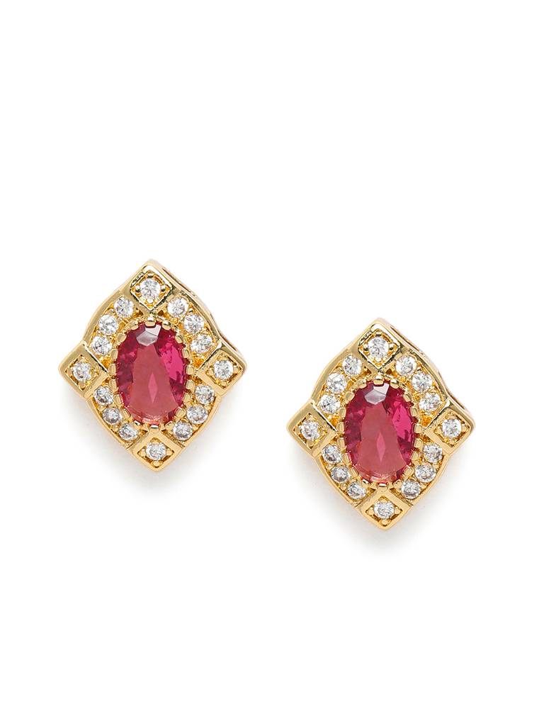 Vintage Red Oval Stud Earrings : AVER10116