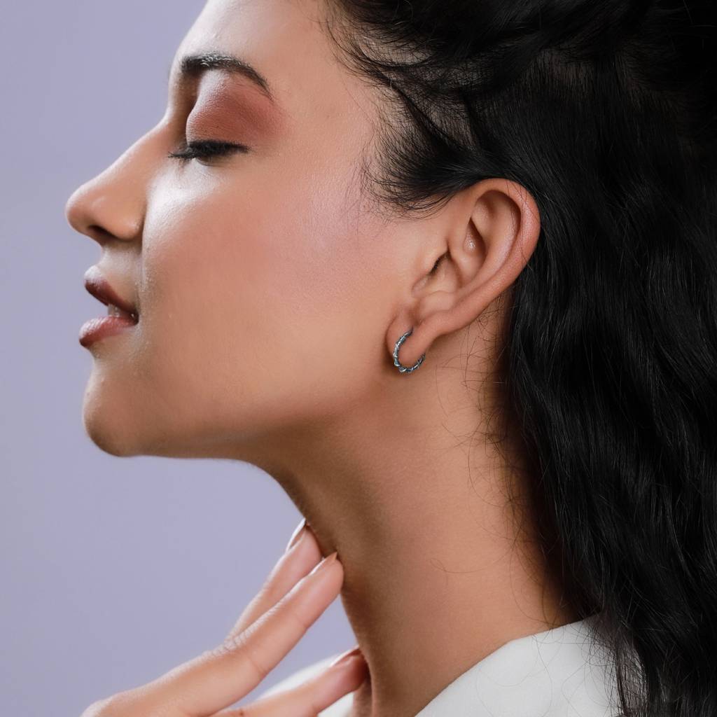 Oxidised Silver Mini Tribal Hoops : AVER0166